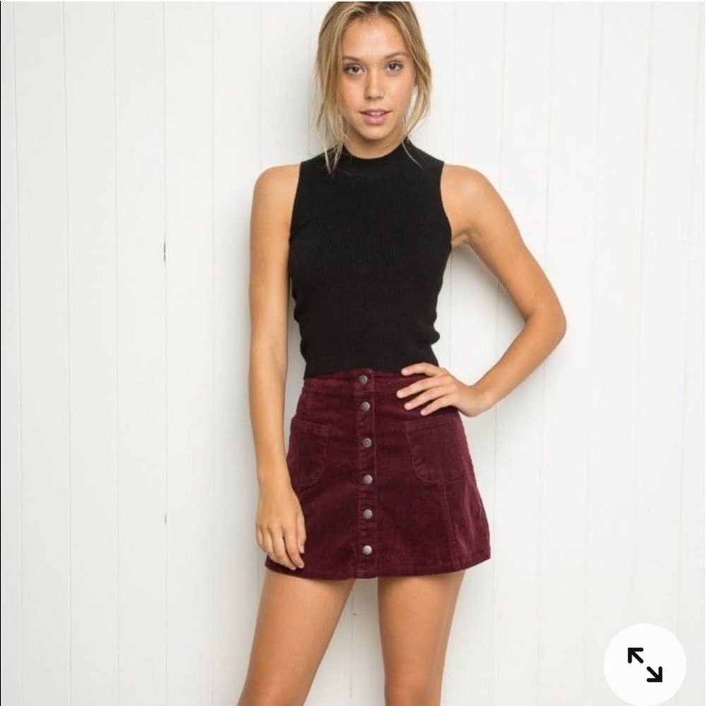 Brandy Melville burgundy corduroy mini skirt Size XS